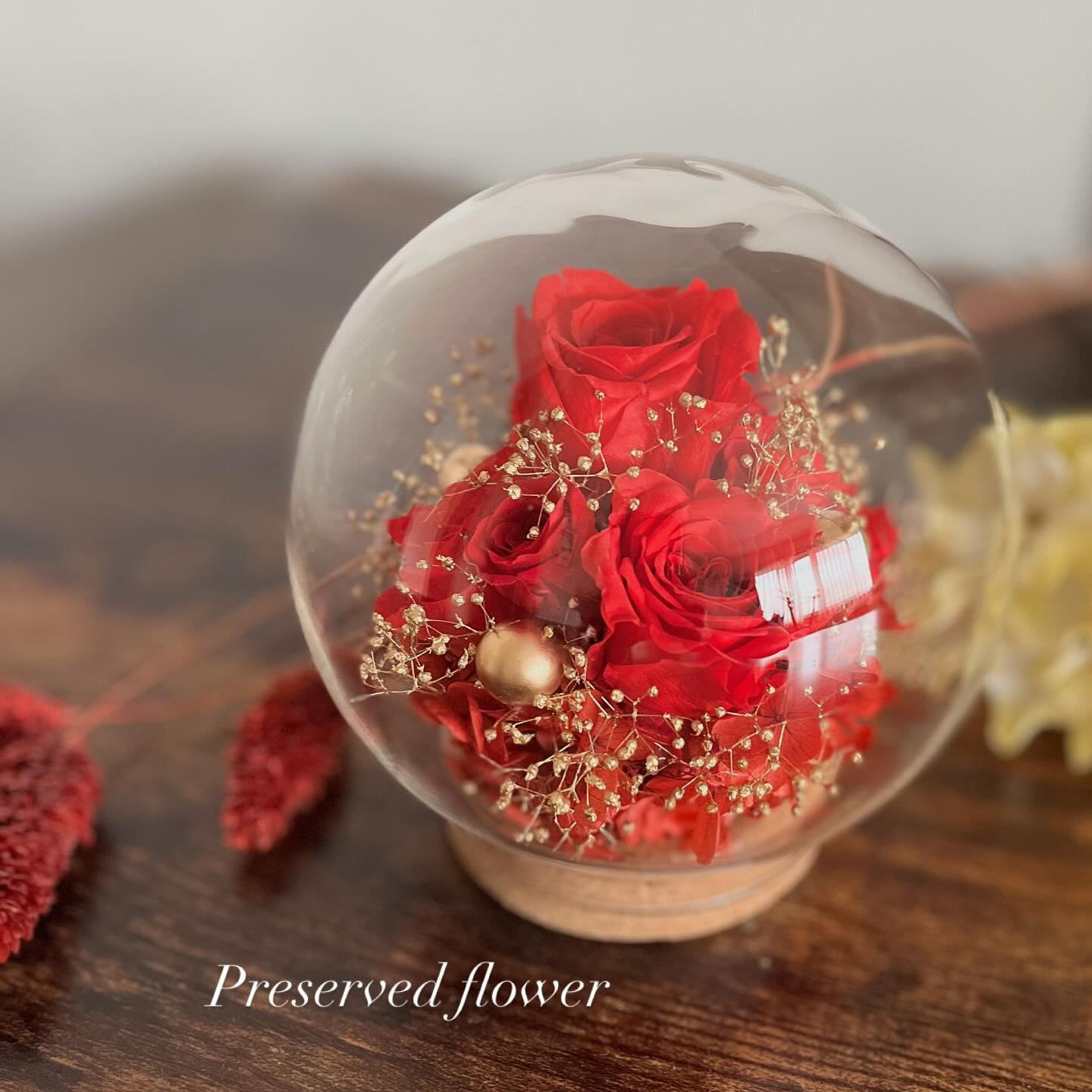 プリザーブドフラワーガラスドーム